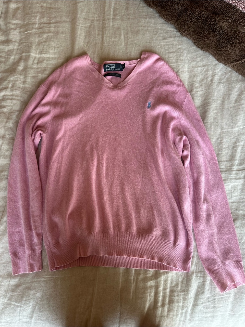 Ralph Lauren Pink V-Neck Cashmere-Blend Sweater